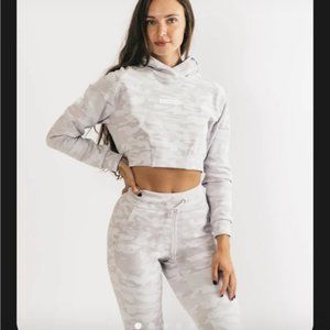 Silver Camo Crop Hoodie